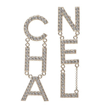 Load image into Gallery viewer, CHANEL Crystal Logo Drop Earrings - Spring 2019
