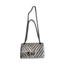 Load image into Gallery viewer, CHANEL 2.55 silver flap bag