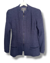 Load image into Gallery viewer, CHANEL Navy Tweed Zip Jacket –  Size 40
