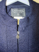 Load image into Gallery viewer, CHANEL Navy Tweed Zip Jacket –  Size 40
