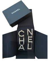 Load image into Gallery viewer, CHANEL Crystal Logo Drop Earrings - Spring 2019

